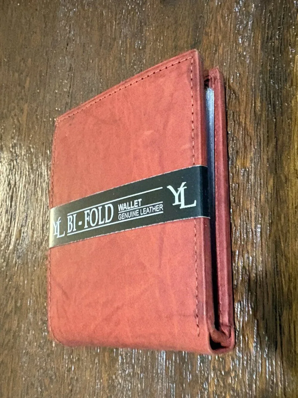 YL Genuine Leather Red Brown Bi-fold Men's Wallet NIP NEW